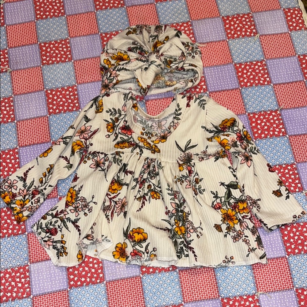 Floral Kids Top and Headband Set